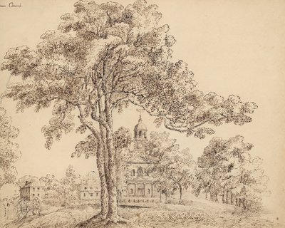 Clapham Church, Surrey (tinta papíron) alkotó: English School