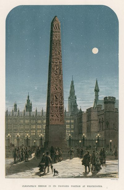 Cleopatras Needle a Westminsterben javasolt pozíciójában alkotó: English School
