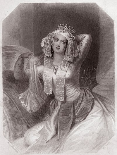Cleopatre (Antoine et Cleopatre) (Antony és Cleopatra) in - "" Galerie des femmes de Shakespeare, a korai londoni művészek negyvenöt komoly portréjának gyűjteménye, kritikai és irodalmi megjegyzésekkel gazdagítva""" 1838 körül - a "" Galériából A nők alkotó: English School