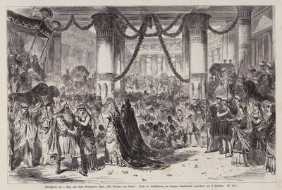 Karl Goldmark Die Konigin von Saba (Sába királynője) című operájának I. felvonásának záró jelenete a németországi Leipziger Stadttheaterben (metszet) alkotó: English School