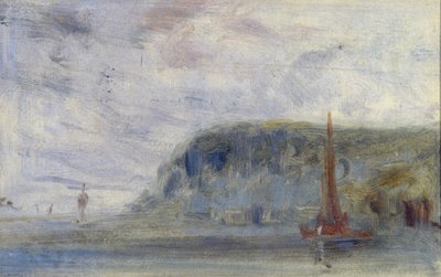 Part sziklákkal és csónakokkal, amelyeket korábban J.M.W. Turner (1775-1851) és Peter de Wint (1784-1849) is (olaj, papír) alkotó: English School