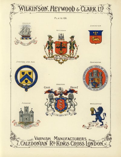Brit városok címerei (chromolitho) alkotó: English School
