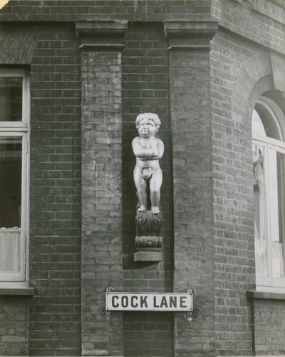 Cock Lane és a kövér fiú, vagy Golden Boy szobor; fénykép alkotó: English School