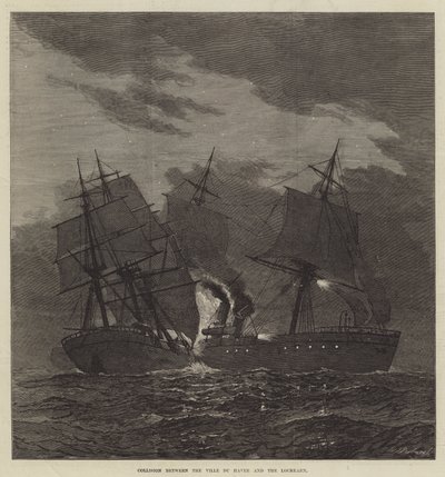 A Ville du Havre és a Lochearn ütközése (metszet) alkotó: English School