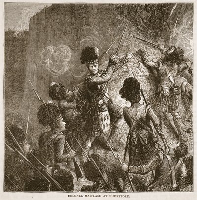 Maitland ezredes Bhurtpore-ban, illusztráció a Cassells Illustrated History of India-ból, James Grant, pub. 1879 alkotó: English School