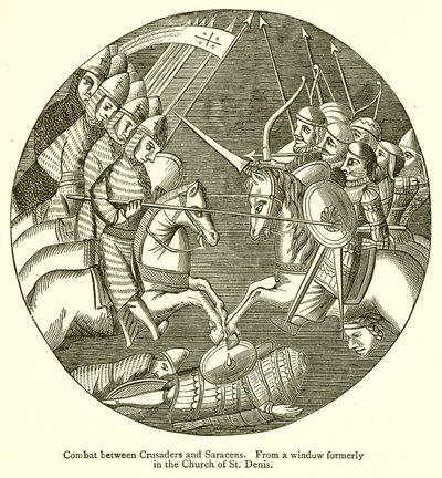 Kampf zwischen Kreuzfahrern und Sarazenen von English School