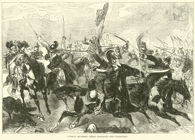 Harc szász dragonyosok és chasseursek között, 1870. szeptember alkotó: English School