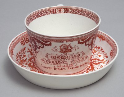 Emlékező teáscsésze és csészealj felolvasás A Preston Guild emlékére 1882, Minton, Anglia, 1882 körül (cserép) alkotó: English School