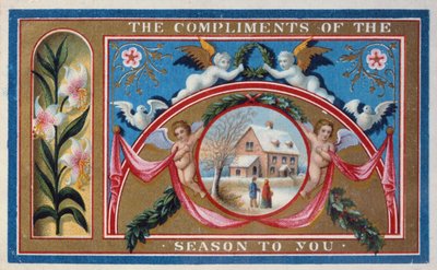 "Compliments of the Season", Victorian card (chromolitho) alkotó: English School
