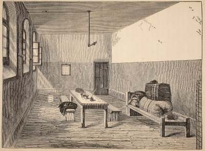Condemned Cell, Newgate, illusztráció a londoni büntetőbörtönből és Henry Mayhew és John Binny jelenetei a börtönéletből, pub. 1862 alkotó: English School