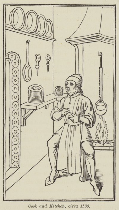 Szakács és konyha, 1430 körül (metszet) alkotó: English School
