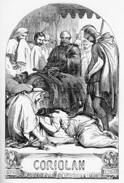 Coriolan (Coriolanus) – Illusztráció a „” Completes de William Shakespeare”-ben” 1866 – A kiadás illusztrációi és általános formája Cassell illusztrált Shakespeare-jéből származik, amely Londonban jelent meg alkotó: English School