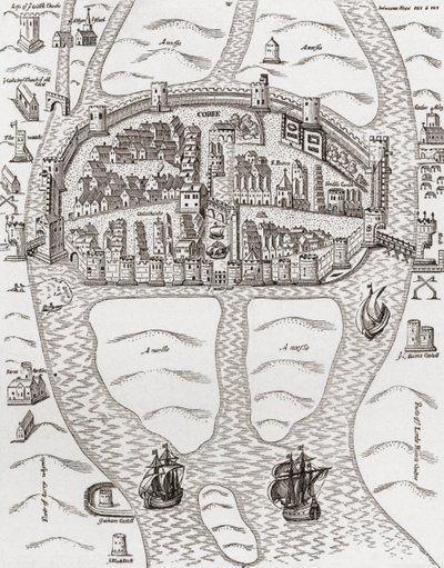 Cork, Cork megye, Írország 1633-ban, J. R. Green „A Short History of the English People” című művéből, 1893-ban. alkotó: English School