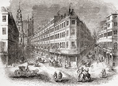 Cornhill, The Exchange és Lombard Street, London, Anglia a 19. század közepén, Old Englandből: Képi Múzeum, pub. 1847 alkotó: English School