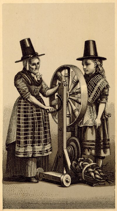Wales jelmezei: Spinning Genny (litho) alkotó: English School