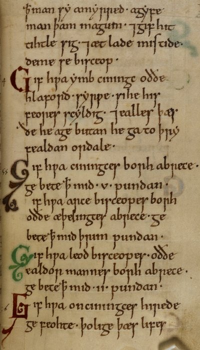 Cotton Nero A. I. f.33 Cnut király törvénykönyve (vellum) alkotó: English School