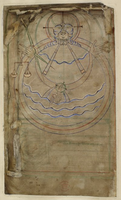 Cotton ms tiberius c vi f007v A teremtés diagramos ábrázolása, illusztráció a 