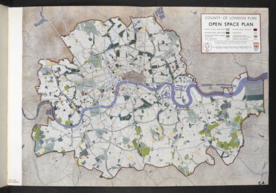 London County Open Space Plan / London County Council számára készítette J.H. Forshaw és Partick Abercrombie alkotó: English School