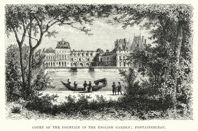 A szökőkút udvara az angol kertben, Fontainebleau (metszet) alkotó: English School