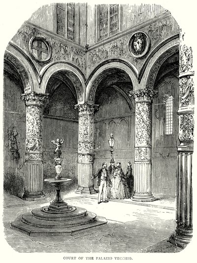 A Palazzo Vecchio udvara (metszet) alkotó: English School