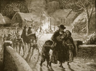 Egy püspöki lelkészt kilakoltató szövetségek, illusztráció Cassell Illustrated History of England című művéből (szépia fotó) alkotó: English School