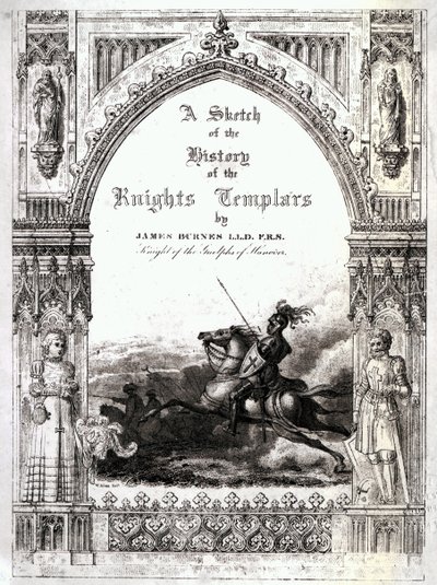 A templomos lovagok történetének vázlatának borítója, James Burnes alkotó: English School