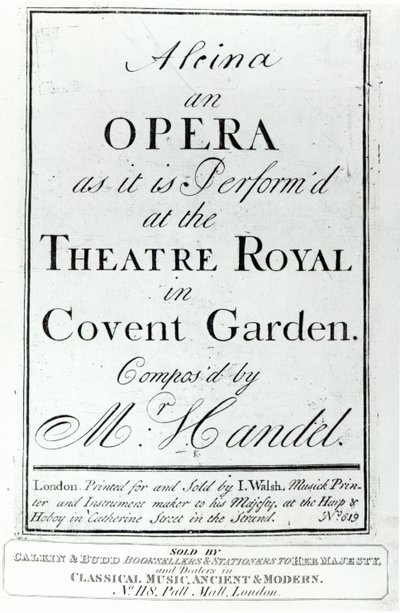 Az 1735-ben megjelent Alcina című Händel-opera kottaborítója alkotó: English School