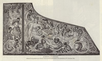 Edward Burne-Jones által tervezett és festett pianoforte borítója alkotó: English School