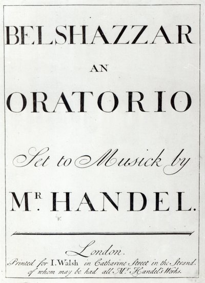 Händel Belsazár partitúrájának borítója, 1745-ben alkotó: English School