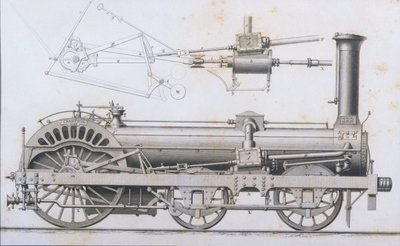 Cramptons Railway Locomotive Steam Engine a Cyclopaedia of Useful Arts & Manufactures-tól, szerkesztette Charles Tomlinson, 1880-as évek alkotó: English School