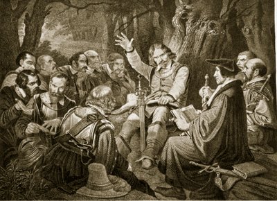 Cromwell a dunbari csata előtt, 1650, illusztráció a Hutchinsons Story of the British Nationből, 1923 körül alkotó: English School
