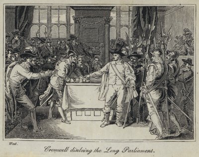 Cromwell feloszlatja a Hosszú Parlamentet (metszet) alkotó: English School