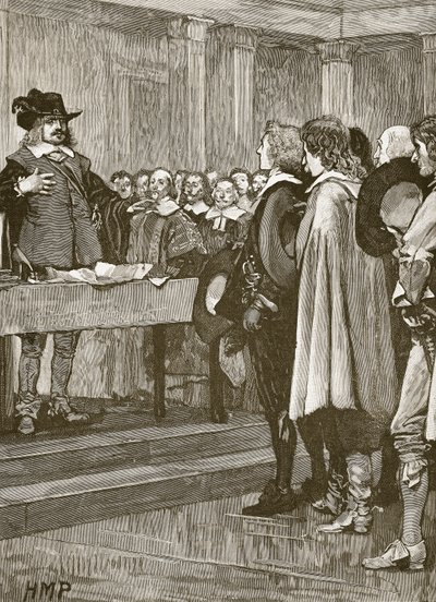 Cromwell megtagadja a koronát, illusztráció a Cassells Illustrated History of Englandből (szépia fotó) alkotó: English School