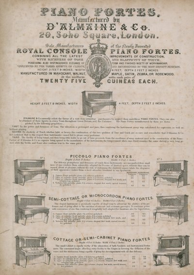 DAlmains Piano Manufacturers, Soho Square alkotó: English School
