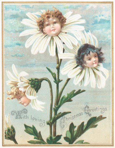 Gänseblümchen mit Gesichtern, Weihnachtskarte von English School