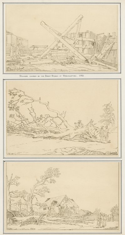 A nagy vihar okozta károk Roehamptonban, 1780 (tinta a papíron) alkotó: English School