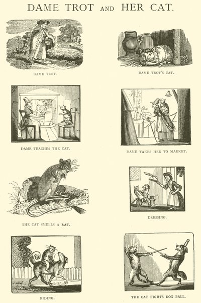 Dame Trot és a macskája (fametszet) alkotó: English School