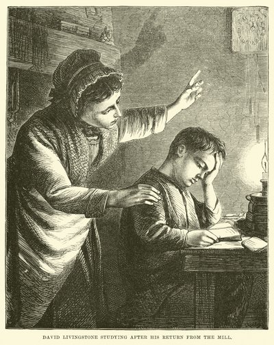 David Livingstone tanul, miután visszatért a malomból alkotó: English School