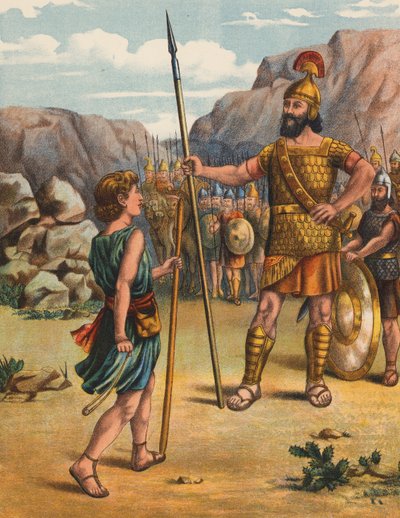 Dávid és az óriás Góliát (színes litográfia) alkotó: English School