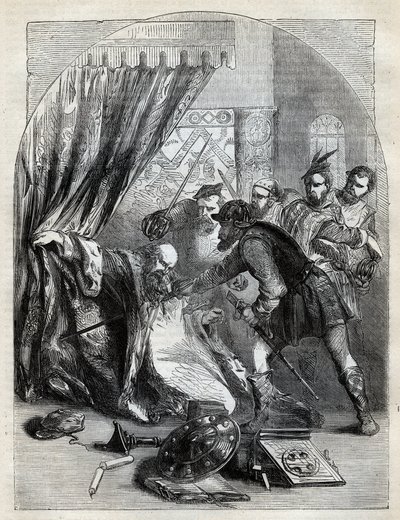 Beaton bíboros halála, 1546. május 29. – David Beaton bíboros (c1494-1546), St. Andrews érseke, meggyilkolták a skót reformáció idején – Cassell Petter & Galpin, London (1890) „Anglia története” című metszet alkotó: English School