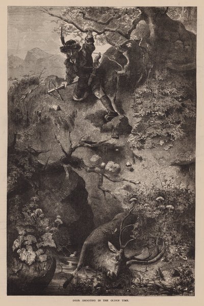 Szarvaslövészet a régi időkben (metszet) alkotó: English School