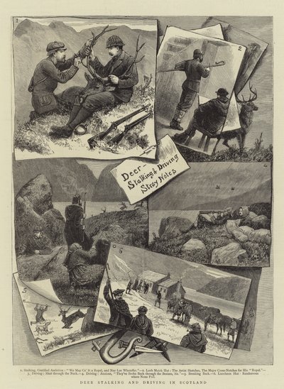 Szarvasvadászat és -vezetés Skóciában (metszet) alkotó: English School
