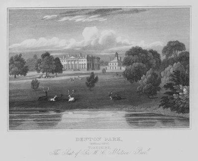 Denton Park, Általános kilátás, Yorkshire, Sir W C Ibbetson székhelye, Baronet (metszet) alkotó: English School