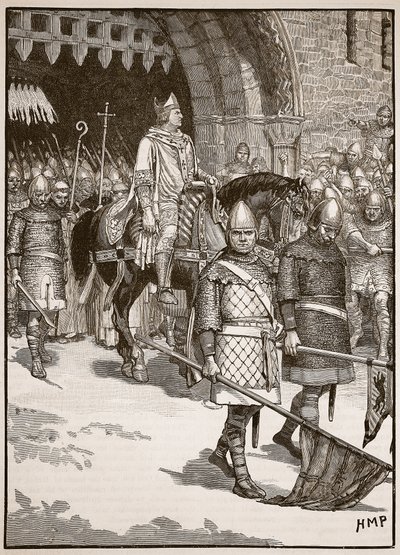 Odo püspök távozása Rochesterből, illusztráció a Cassells Illustrated History of Englandből (szépia fotó) alkotó: English School