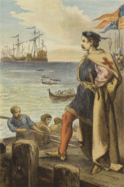 I. Richárd indulása Palesztinába (színes metszet) alkotó: English School