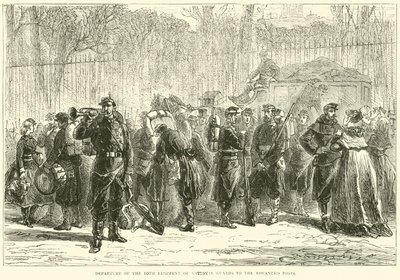 A 10. nemzetőrezred indulása az emelt állásokra, 1870. okt. alkotó: English School
