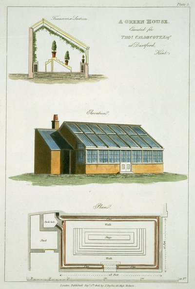 Tervezés egy zöld házhoz, Thomas Caldecott számára a Dartfordban, Kentben, 1806 alkotó: English School