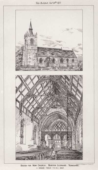 Design for New Church, Burton Leonard, Yorkshire (metszet) alkotó: English School