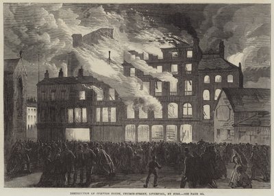 Compton House, Church-Street, Liverpool, tűz pusztítása (metszet) alkotó: English School