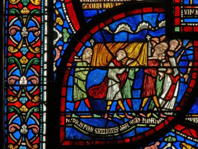 Részlet a Miracle Window-ból, amely Jordan Fitzeisulfs történetét ábrázolja alkotó: English School